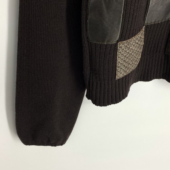 MAURIZIO PECORARO Wool Leather Patchwork Sweater - Picture 7 of 15